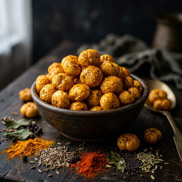 Masala Makhana — roasted foxnuts with Indian spice blend